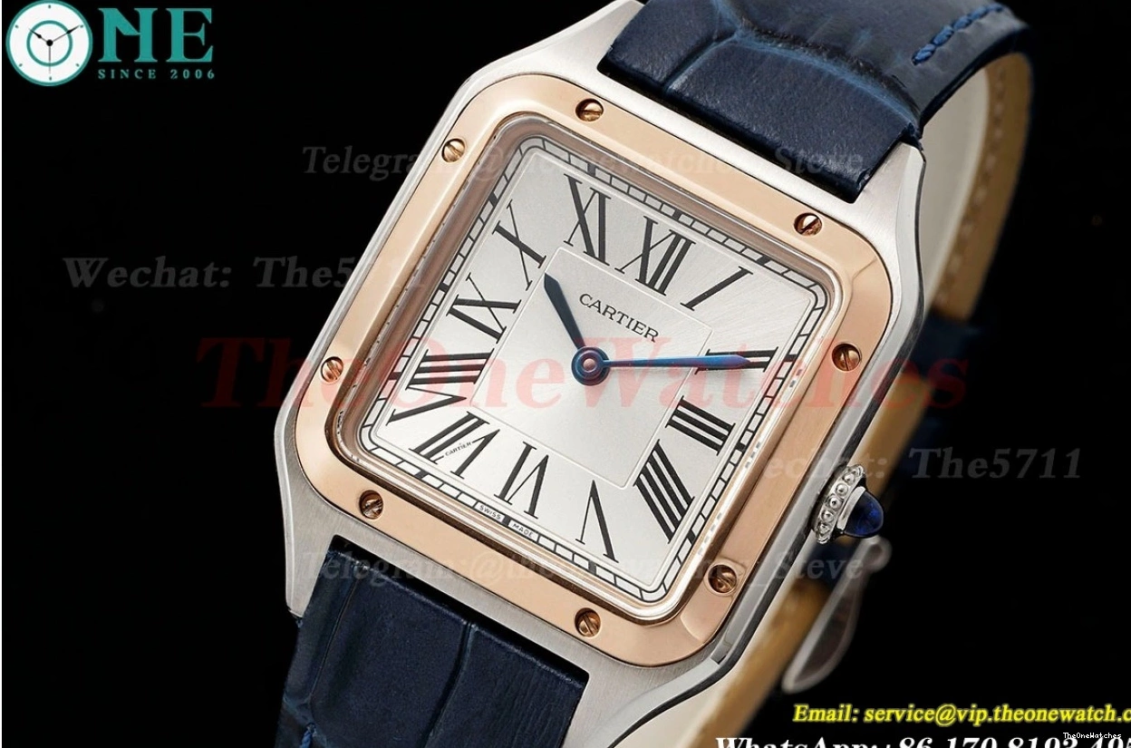 Silver Dumont Santos RG Blue AF Dial Quartz LE 1222